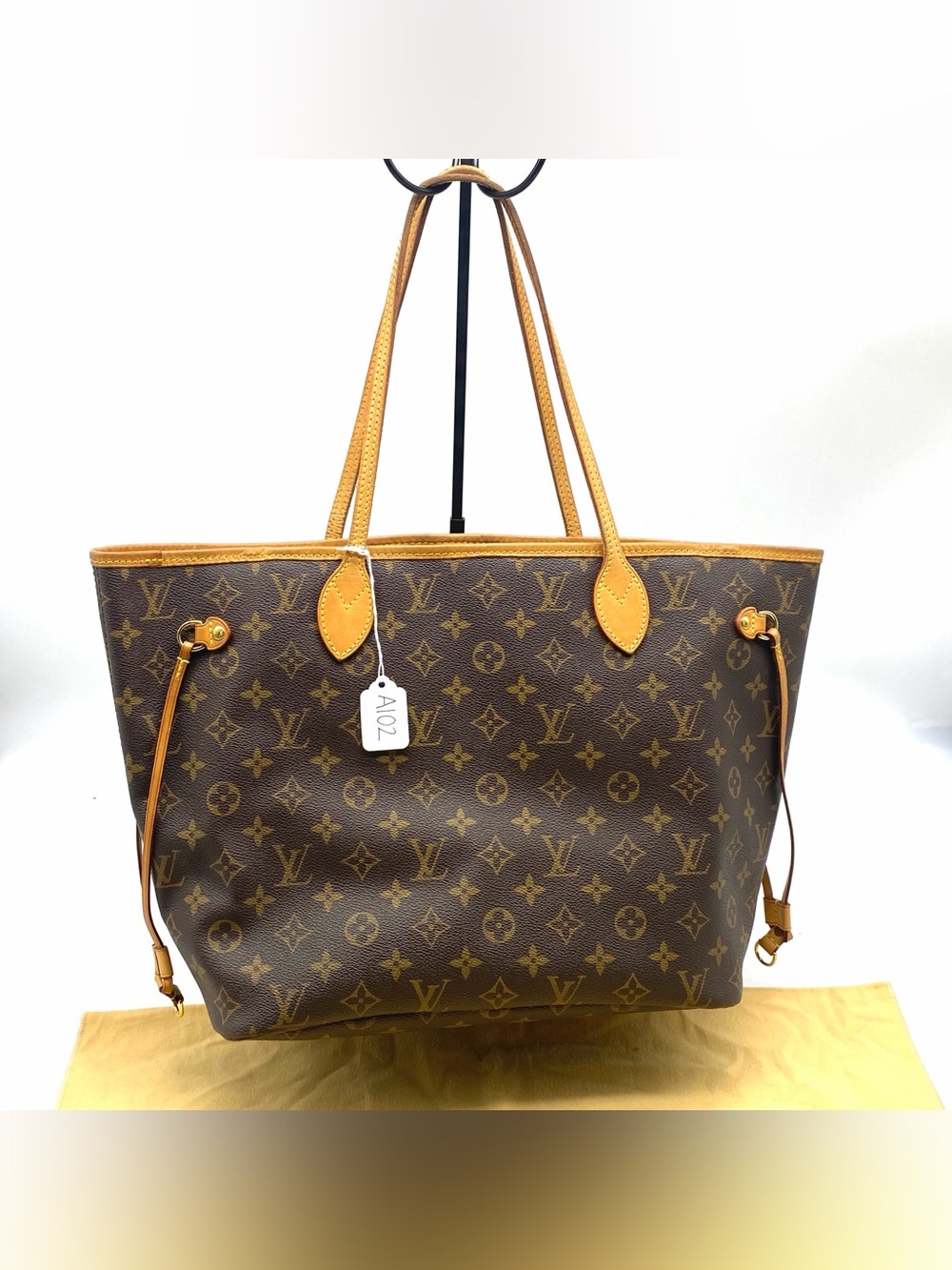 Louis Vuitton Monogram Neverfull Classic Leather Tote Bag MM Initials - Picture 5 of 11